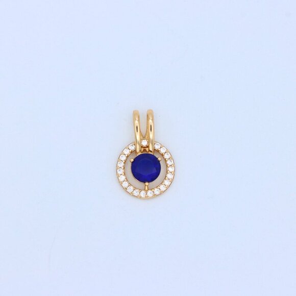 "Elegant Blue Center Stone Pendant with Sparkling Halo Frame Design, XPPT1708 - Picture 11 of 13